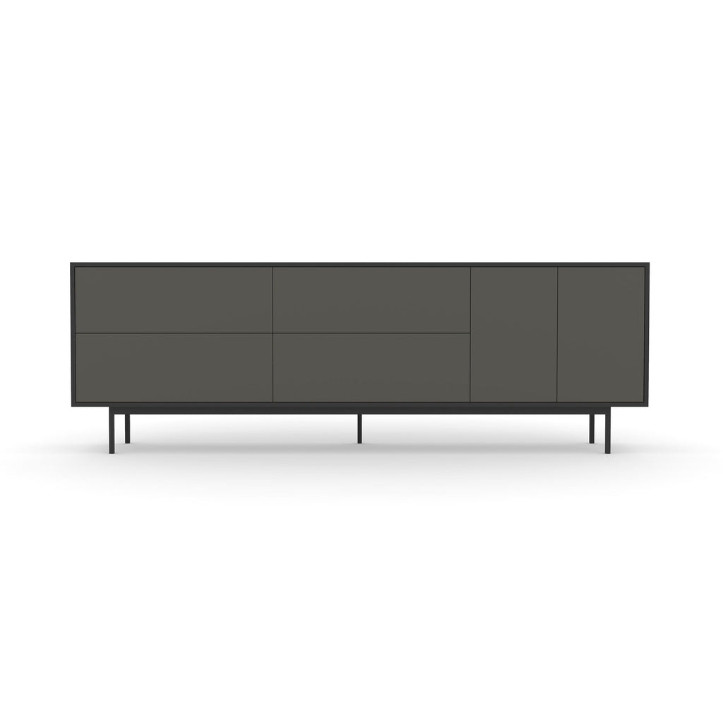 Studio Large Credenza, black carcass and leg, charcoal fronts