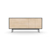 Studio Small Credenza, black carcass and leg, washed maple fronts