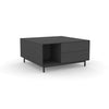 Edge Square Coffee Table - (Back View) in Black, with Black shelving and drawer fronts