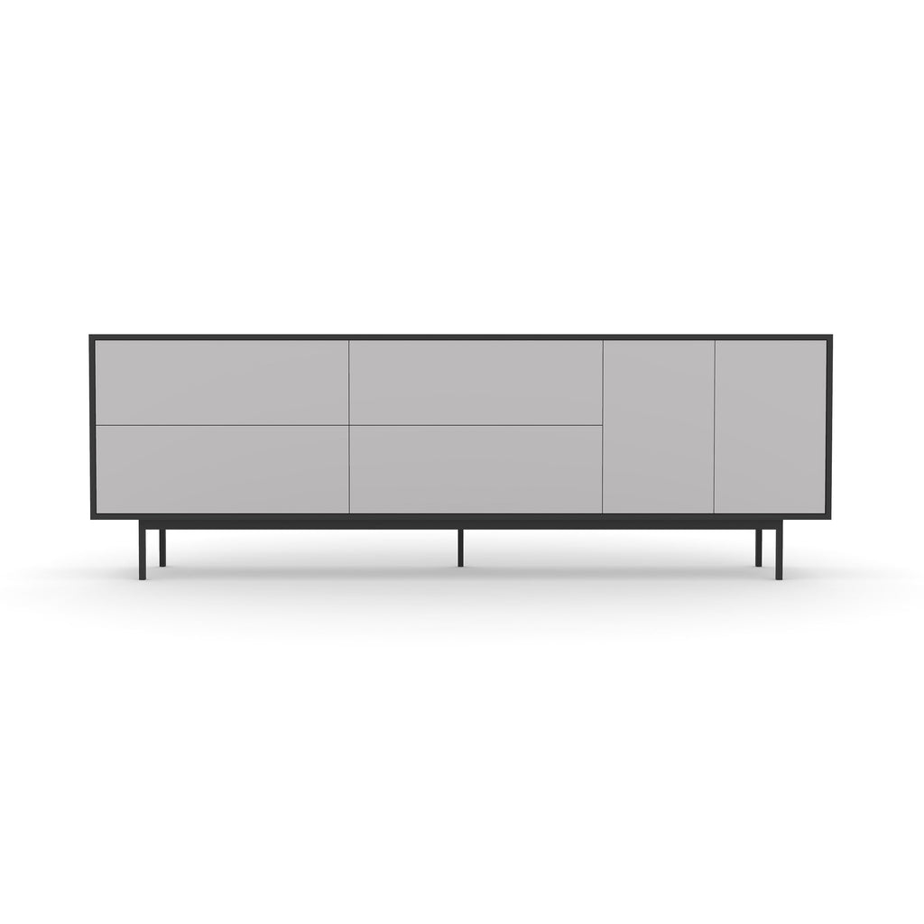 Studio Large Credenza, black carcass and leg, fog fronts