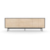 Studio Large Credenza, black carcass and leg, washed maple fronts