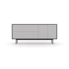 Studio Small Credenza, black carcass and leg, fog fronts
