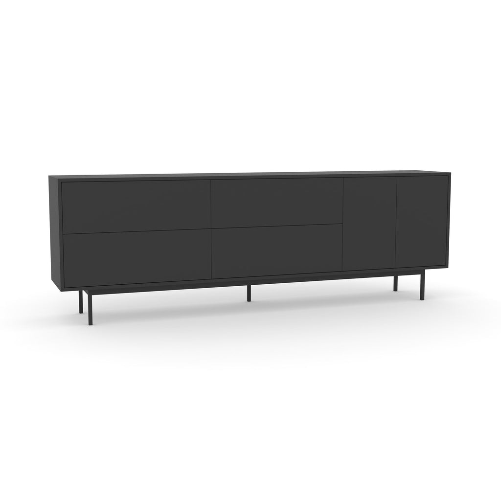 Studio Large Credenza, black carcass and leg, black fronts