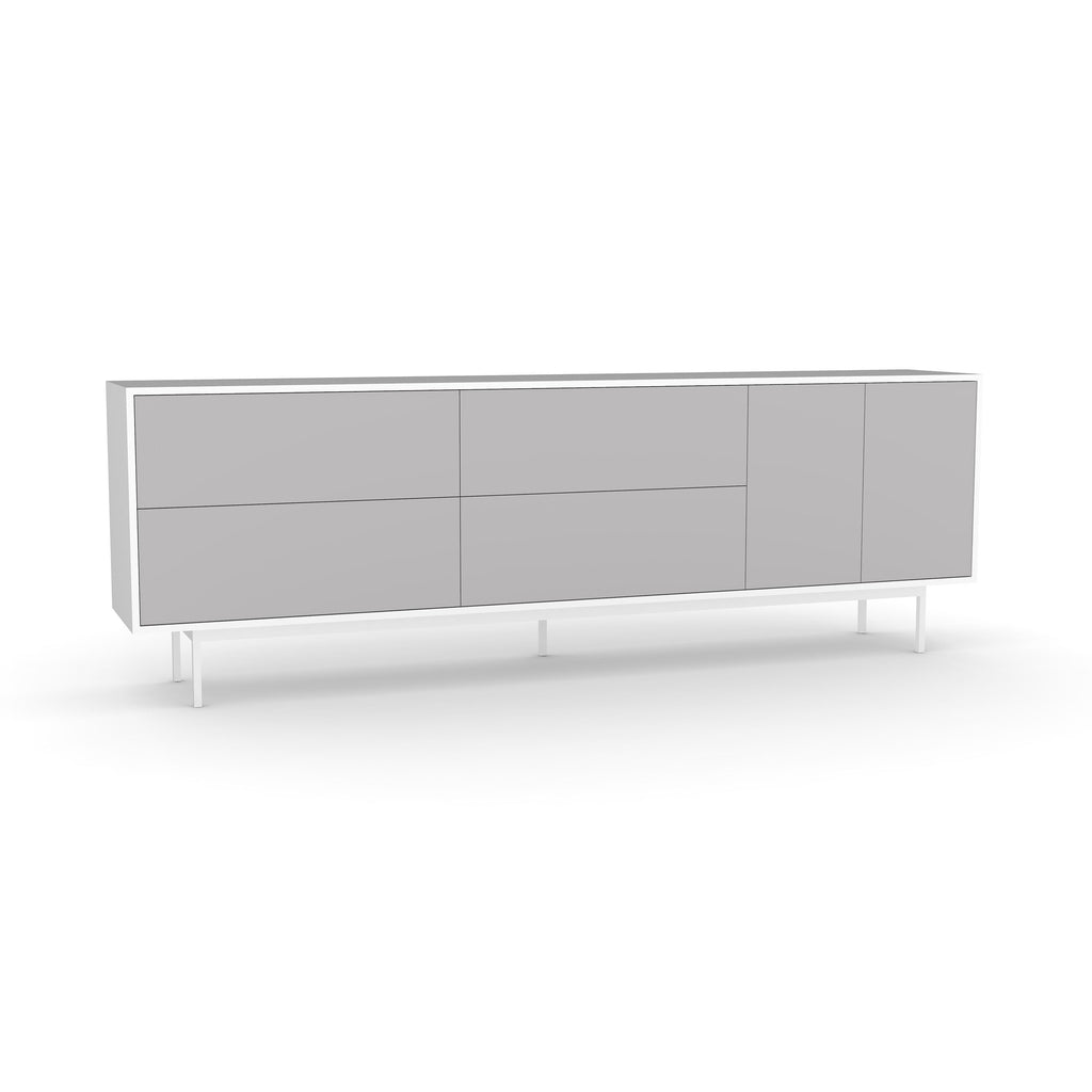 Studio Large Credenza, white carcass and leg, fog fronts