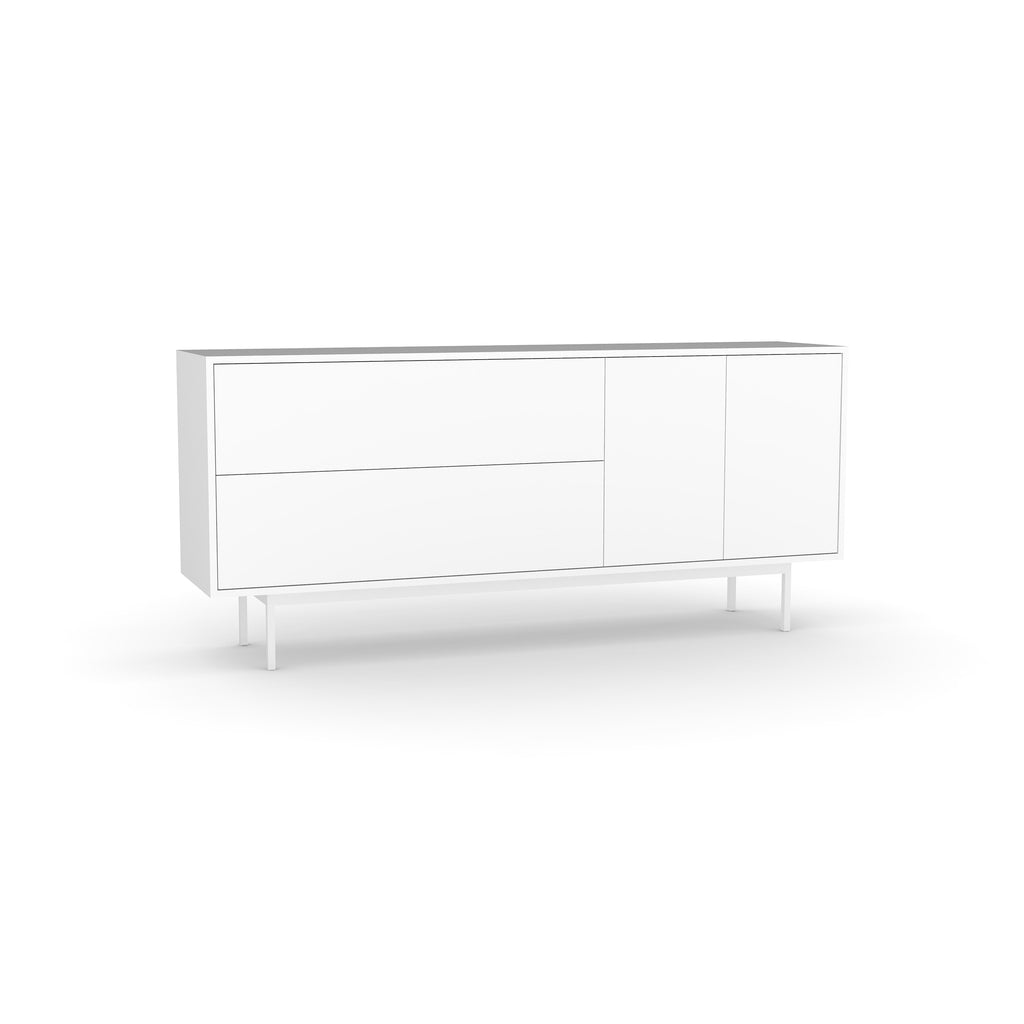 Studio Small Credenza, white carcass and leg, white fronts
